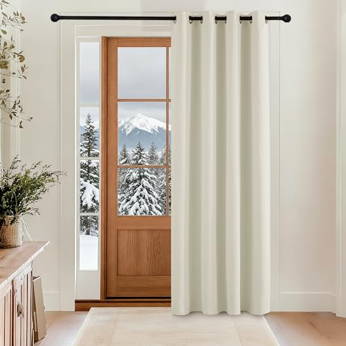 KGORGE Türvorhang Kälteschutz Blickdicht Vorhang 240cm Lang Wohnzimmer | Hellbeige, 1 Stück, H 240 x B 140 cm, Thermovorhang Tür, Verdunkelungsvorhang mit Ösen, Blackout Curtain, Sonnenschutz
