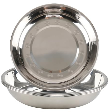 Minekkyes Stainless Steel Serving Plates, 4 Pack Round Kitchen Dinner Plates