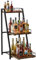 Nuovoware 3-Tier Abgestufte Liquor Cabinet Mini Bar, Weinregal Freistehend Boden für Whiskey, Ecke Liquor Flasche Display Regal mit Zäunen Slide Schublade für Home Küche Esszimmer Wohnzimmer, Schwarz