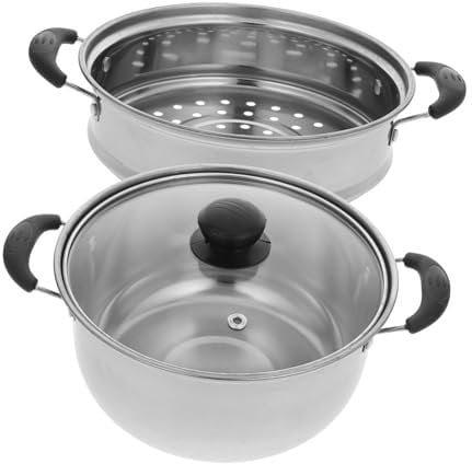 CHICAMPERA Vaporera De Acero Inoxidable Profunda Antiadherente Asas Dobles Para Cocinar Al Vapor Sopa y Guisos Cocina