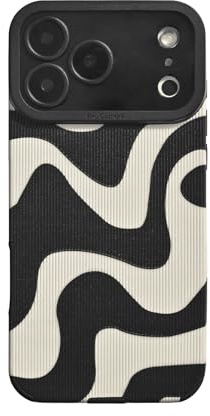 Reownest Handyhülle Kompatibel mit iPhone 17 Pro Max Hülle Fashion Wave Simple Cute Zebra Stripes Muster Wellen Design TPU PC Weiche Silikon Kamera Schutzhülle -Schwarz