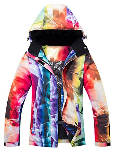 Damen-Skijacken mit durchgehendem Reißverschluss, wasserdicht, bequem, Thermo-Snowboard-Jacke, modisch, winddicht, Schnee-Oberbekleidung, Outdoor, bunter Schneemantel, Premium-Kapuzenmantel für den