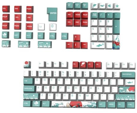 FELTECHELECTR 129 Piezas Keycaps Pbt Xda de Cinco Caras para Teclado Mecánico Teclas de Duradero con Diseño Coral Sea para Gaming y Uso Cotidiano