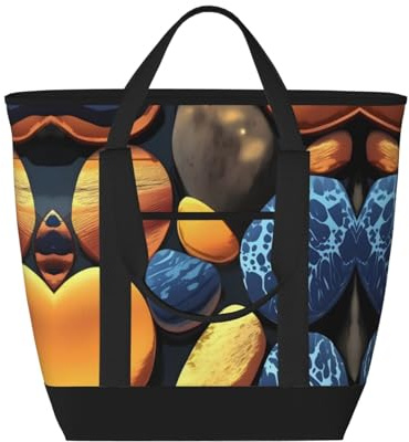 fdgbnm Gelbe Kieselsteine, große Kapazität, isolierte Tragetasche, Damen, Thermo-Kühltasche