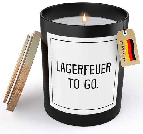 (HANDGEMACHT) Lustige Spruchkerze für Outdoor Balkon Terrasse Garten Lagerfeuer To Go Party Dekoration Sojawachs Kerze im Glas Schwarz Duftkerze Statement (VEGAN, ZITRUS)