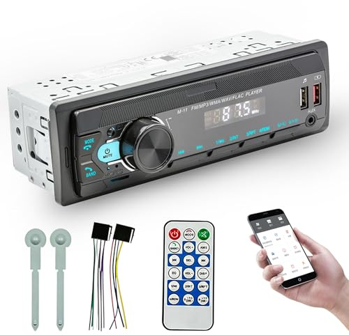 Autoradio Bluetooth 5.0, FM/AM Stereo Autoradio mit Bluetooth Freisprecheinrichtung Fernbedienung, 7 Farben LCD-Display 1 DIN Auto Radio mit 2USB/AUX/SD MP3 Player, Unterstützung für iOS/Android