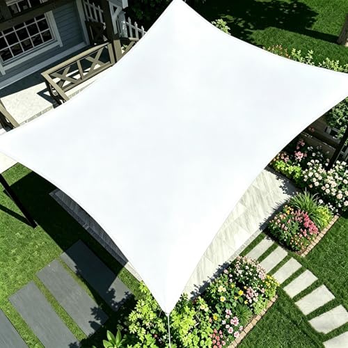 Voile d'ombrage Rectangulaire Imperméable 360 x 550 cm Protection UV 98% en Polyester Résistant et Respirant Voile-D'Ombrage pour Patio Jardin Terrasse Extérieur, Blanc