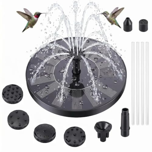 Fontaine solaire pour l'extérieur, fontaine solaire avec 6 effets, pompe de bassin pour l'extérieur, pompe à eau solaire, pompe à fontaine flottante pour abreuvoir d'oiseaux, aquarium, jardin