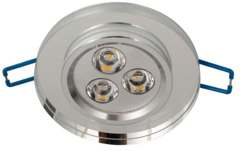 Trango 6729R-6.5W 1x Dimmbare runde Edel LUXUS Design Einbaustrahler Spiegelglas & Alu mit warm-weißen 6,5W High Power LED Einbauleuchten