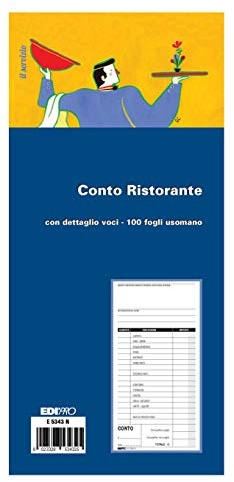 Edipro - E5343N - Restaurant-Konto mit Einzelheiten 100 Blatt für Handnutzung, 22 x 9,9 cm