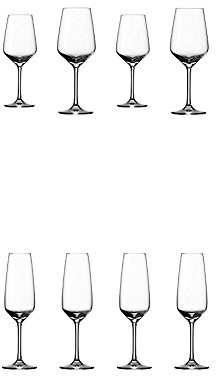 Vivo by Villeroy & Boch Group Voice Basic Weißweingläser, 4er-Set, 356 ml, Kristallglas, Klar + Voice Basic Sektgläser, 4er-Set, 283 ml, Kristallglas, Klar