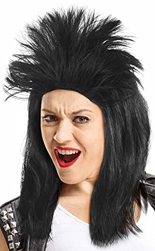 Balinco 80er Tina Rockstar Perücke Perücke schwarz - das perfekte Accessoire für Ihr rockiges Kostüm zum Karneval