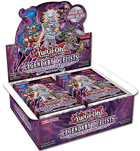 A YuGiOh! Legendary Duelists: Immortal Destiny Booster Display | DEUTSCHE Ausgabe | NEU & OVP | Yu-Gi-Oh Karten | + Arkero-G 100 Small Soft Sleeves