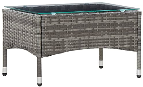 vidaXL Couchtisch Beistelltisch Teetisch Gartentisch Tisch Rattantisch Balkontisch Loungetisch Gartenmöbel Grau 60x40x36cm Poly Rattan