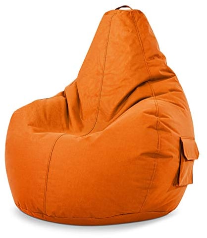 Green Bean Sitzsack mit Rückenlehne 80x70x90cm - Gaming Chair mit 230L Füllung Kuschelig Weich Waschbar - Bean Bag Bodenkissen Lounge Chair Sitzhocker Relax-Sessel Gamer Gamingstuhl Orange
