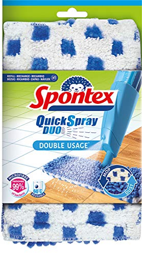 Spontex Quick Spray Duo Mikrofaser-Ersatzbezüge, ideal für trockene und feuchte Bodenreinigung, 1 x 2er Set