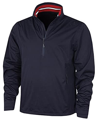 Calvin Klein Mens Waterproof Half Zip Jacket - Navy/Red - XL