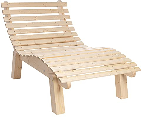 TUGA - Holztech Gartenliege Relaxliege Liege - Franzi (Fichte) Breite 90cm Einstiegshöhe 50cm