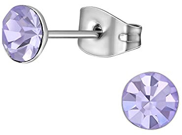 Hypo-Allergenic 5mm Violet Purple Crystal Surgical Stainless Steel Stud Earrings by Kate Benson