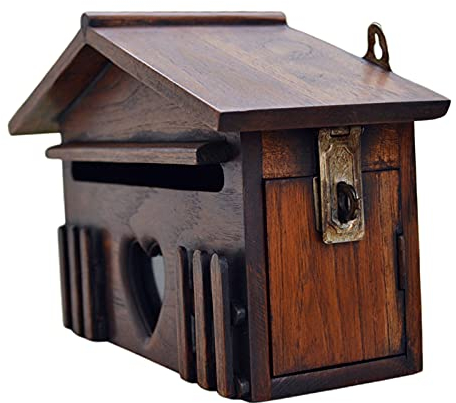 MagiDeal Holz Briefkasten, Abschließbare Vorschlagsbox Vintage Landhaus Mailbox Kummerkasten Pastorale Dekoration