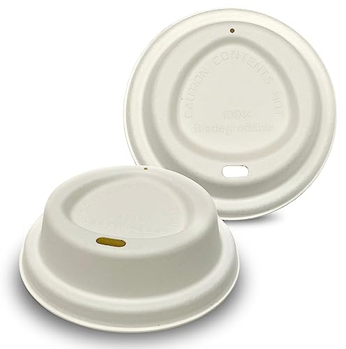 DISPOSABLE GREEN® | 8, 12, 16 oz Double Wall Coffee Cups | Unique Aqueous Lined | Certified Home Compostable |Eco - Biodegradable (100, 10 oz Cup and LID) (100, LID to FIT 12/16 OZ Cup)