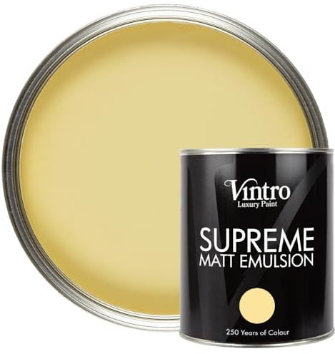 Vintro | Luxury Matt Emulsion | Smooth Chalky Finish | Multi Surface Paint | for Walls, Ceilings, Wood and Metal | 1L (Pale Yellow (Xanthe))