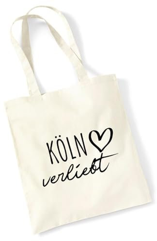 Huuraa Tasche Köln verliebt Geschenk 10 Liter Natural Baumwolle Köln Accessoire