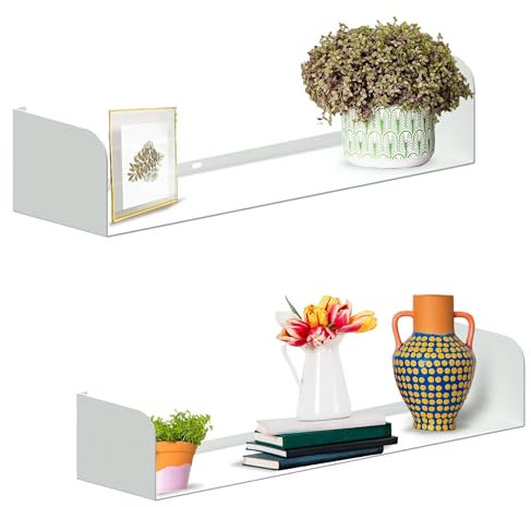 Flo.mar - Mensole da Parete 2 pezzi 50 cm - Mensole per Libri a Effetto Scomparsa - Mensola da Muro Porta Oggetti e Libri Resistenza +15kg