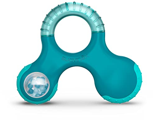 SUAVINEX Mordedor Didáctico y Sonajero, a partir de 6 Meses. Mordedor Refrigerante, con Relieves y Sonido, Azul