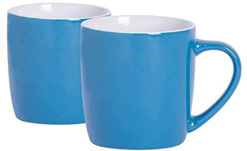 Argon Tableware Coloured Coffee Mugs - Blue - 350ml - Pack of 2 - Gloss Ceramic Stoneware Tea Mugs Latte Cappuccino Cups Hot Chocolate Cups Colourful Mug Set with Handle