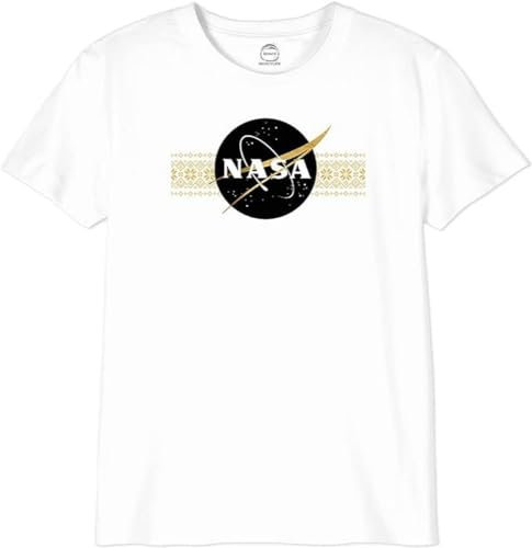 Nasa Unisex Kinder Ginasadts066 T-Shirt, Blanc, 12 Jahre