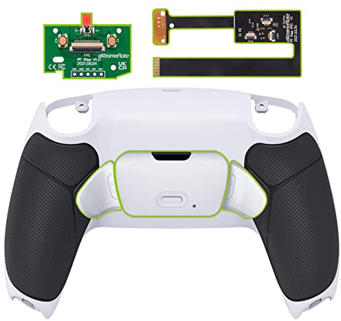 eXtremeRate Programmierbar RISE2.0 Remap Kit für ps5 Controller BDM-010/020 Model, Remap Platine&Backplate Gehäuse&Rücktasten Paddles Umbau Kit für ps5(Weiß Schwarz Gummiert Griff)-KEIN Controller