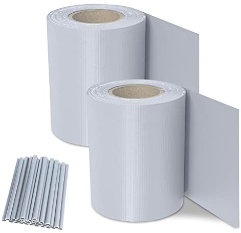 Yakimz PVC Sichtschutz Garten 100 Meter mit 80 Clips, PVC Sichtschutzstreifen für Doppelstabmatten, Sichtschutz zaun Wetterfest blickdicht, Zaunfolie 450g/m², Grau