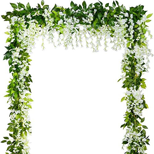 EBOOBA 5 PièCes Vigne Artificielle Fleurs Suspendues Plantes Verdure Fausse Feuille Guirlande pour Mariage Cuisine Maison FêTe DéCor