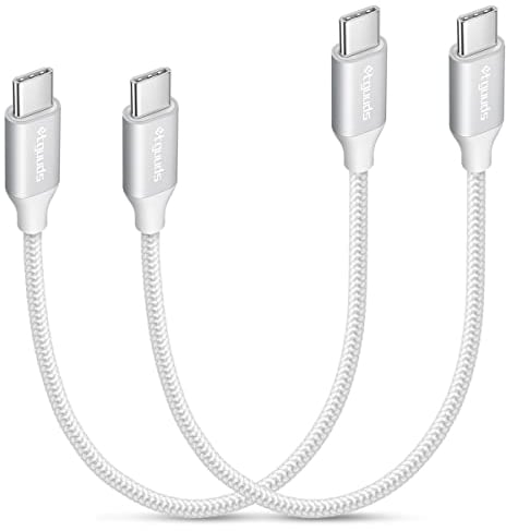 etguuds Short USB C to USB C Cable 30CM, White 2Pack 60W USB C Cable Fast Charging Braided Charger USBC Lead for iPhone 15 Pro Max Samsung Galaxy S24 Ultra S24 S23 S20 Note 20 A54 A70 A71