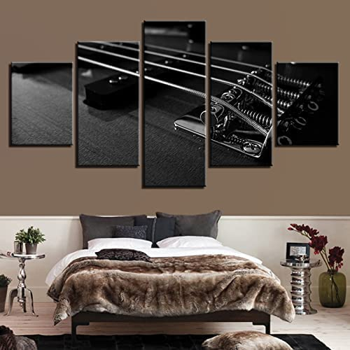 5 Stück Leinwand Bilder Bild Auf Leinwand Wandbild Kunstdruck 5 Teilige Leinwand 5 Teilig Leinwandbilder Wanddeko Musik Gitarre Klavier Geige Wohnzimmer Schlafzimmer Wanddekoration 200X100 Cm / 79X4