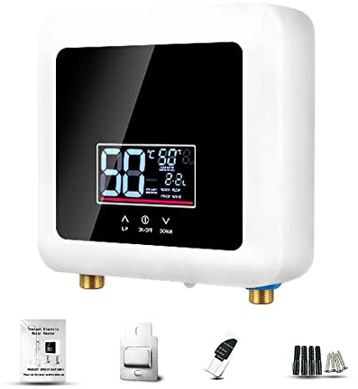 Scaldabagno istantaneo Mini scaldabagno elettrico senza serbatoio Display a LED a parete Supporto termostato Modalità/Regolazione potenza per cucina di casa Bagno