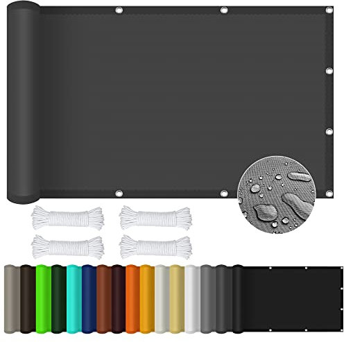 Sonnensegel Rechteckig 5 x 10 m Rechteckig Wasserdicht UV Schutz Sonnenschutz Markise PES Polyester Sonnenschutz für Terrasse, Balkon, Pool und Garten, Dunkelgrau