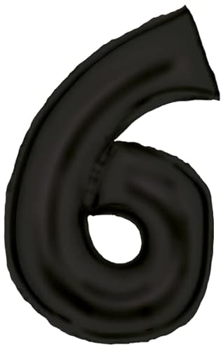 Amscan Große Zahl 6 Silk Lustre schwarz Folienballon N34 verpackt 86 cm