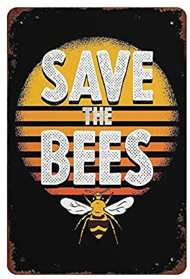 30 x 20 cm Save The Bees Poster zum Aufhängen, Retro-Wandkunstdrucke, Hausbar, Wanddekoration, Metallschild, Poster