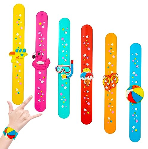 6 pulseras de silicona para piscina, para niños, para fiestas de cumpleaños