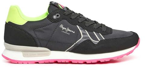 Pepe Jeans Damen Brit Neon W Sneaker, Schwarz (Schwarz), 3