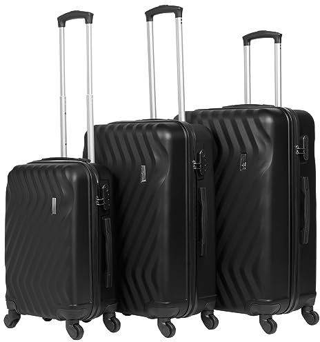 VERTICAL STUDIO 20 24 28 Koffer Reisekoffer 3er-Set Trolley Mehrteilig mit Ziffern Kofferschloss aus Kunststoff (ABS) Vier Rollen (Schwarz Reykjavik 20 25 28)