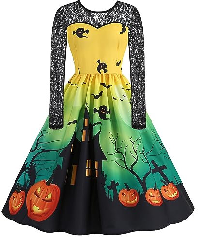 Mittelalterliches Damen-Kostüm, große Größe, Abendkleid, schick, Vintage, 1950er Jahre, bedruckt, Themenabend, Abendkleid, Audrey Hepburn, Swing, traditionelles Textil, lokaler Geburtstag, grün,