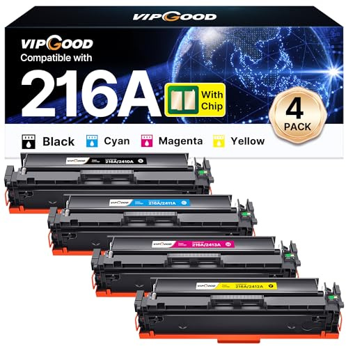 VIPGOOD 216A toner Compatibile HP Color LaserJet Pro MFP M183fw (4-Pack) | Compatibili per HP Color LaserJet Pro MFP M183fw M182n M182nw M183fdw M155dw M155nw W2410A (Nero Ciano Giallo Magenta)