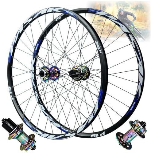 MTB Rennradräder 26/27,5/29 Zoll, 24 Zoll Aluminiumlegierung 32H Scheibenbremse Mountainbike Räder QR 135MM Vordere Und Hintere Fahrradfelge for 7-11 Geschwindigkeit ( Farbe : Blau , Size : 24 inch )