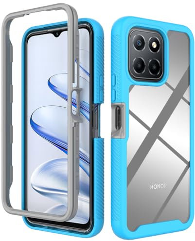 SEAHAI Transparente Funda para Honor 70 Lite 5G / Honor X6 / Honor X8 5G, Estuche Antigolpes Ligero Caso PC Carcasa Doble Bumper Silicona TPU y Built-in Marco Anti-caída - Azul Claro
