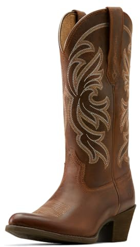 Ariat Dam Heritage J Toe Stretchfit broderi spetsig tå vardagliga stövlar mitten av vaden låg klack 2,5-5,08 cm - svart