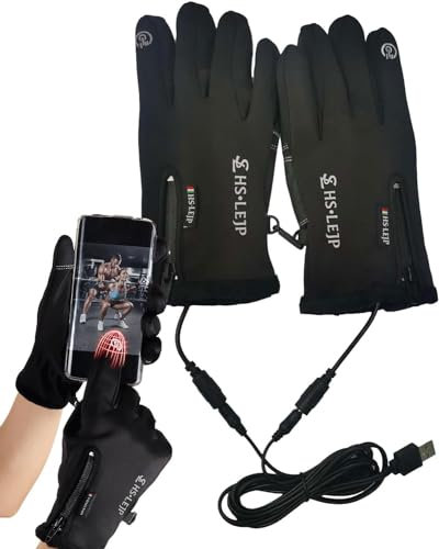 USB Heated Gloves, Fingertip Touchscreens Warm Heated Cycling Gloves, Rechargeable Electric Battery Heated Gloves, Battery Powered Hand Warmer for Hiking Hunting Cycling USB Winter Gloves/590 (Color
