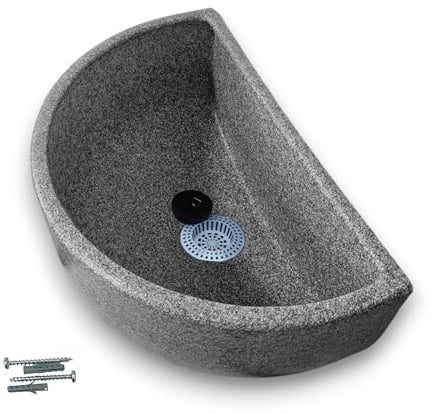 Varile Fregadero de plástico para jardín y sótano, incluye colador de plástico (Granito)